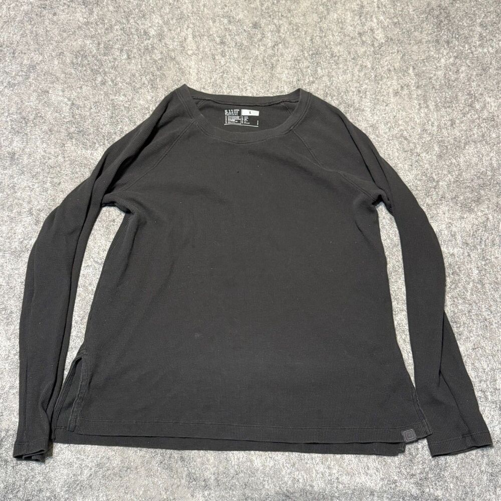 5.11 Tactical Mens Thermal T-Shirt Size L Charcoal Black Waffle Knit Long Sleeve